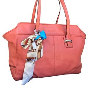 Coach Taylor Leather Alexis Coral Pink Shoulder Bag - Like New